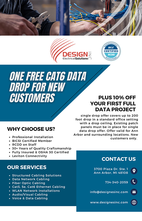 One Free Cat6 Data Drop For New Customers